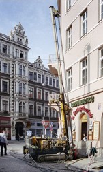 Carrying out jet grouting courtain to secure the existing buildings within the collector driving works in Prague